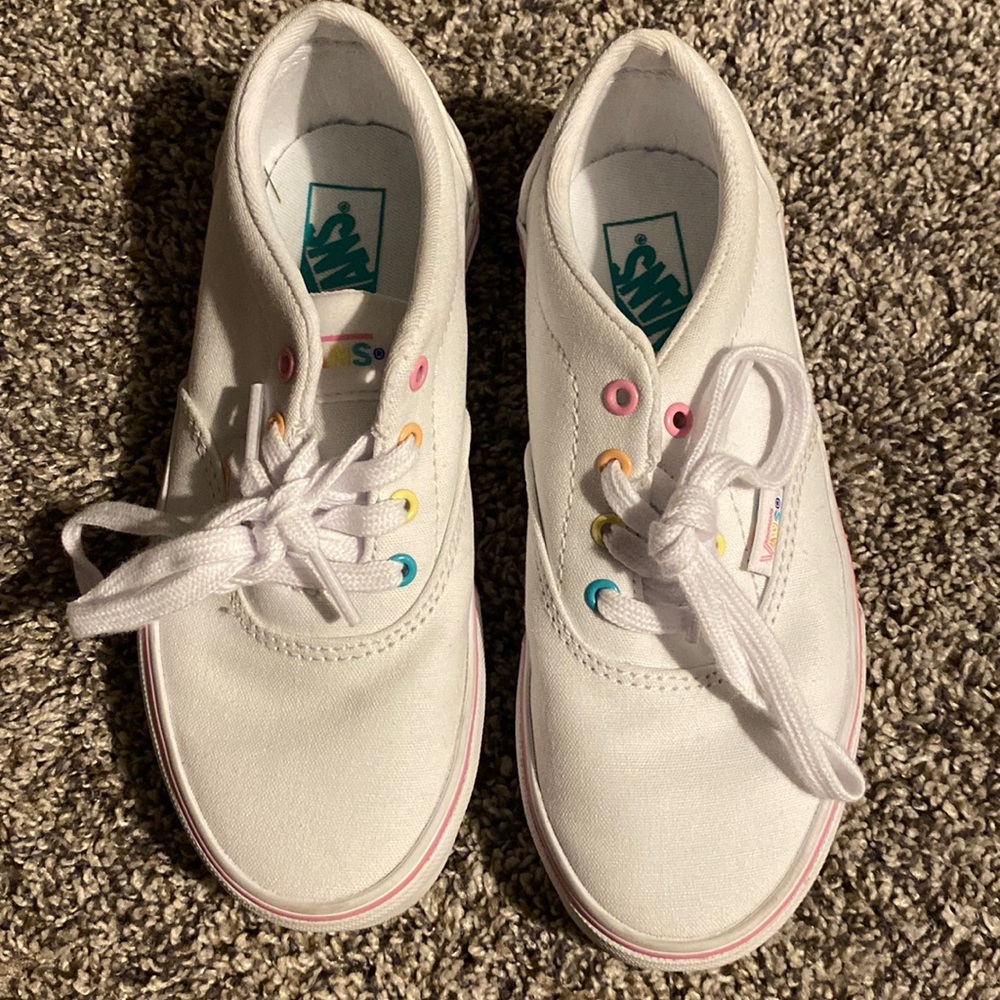 White and pink Vans
